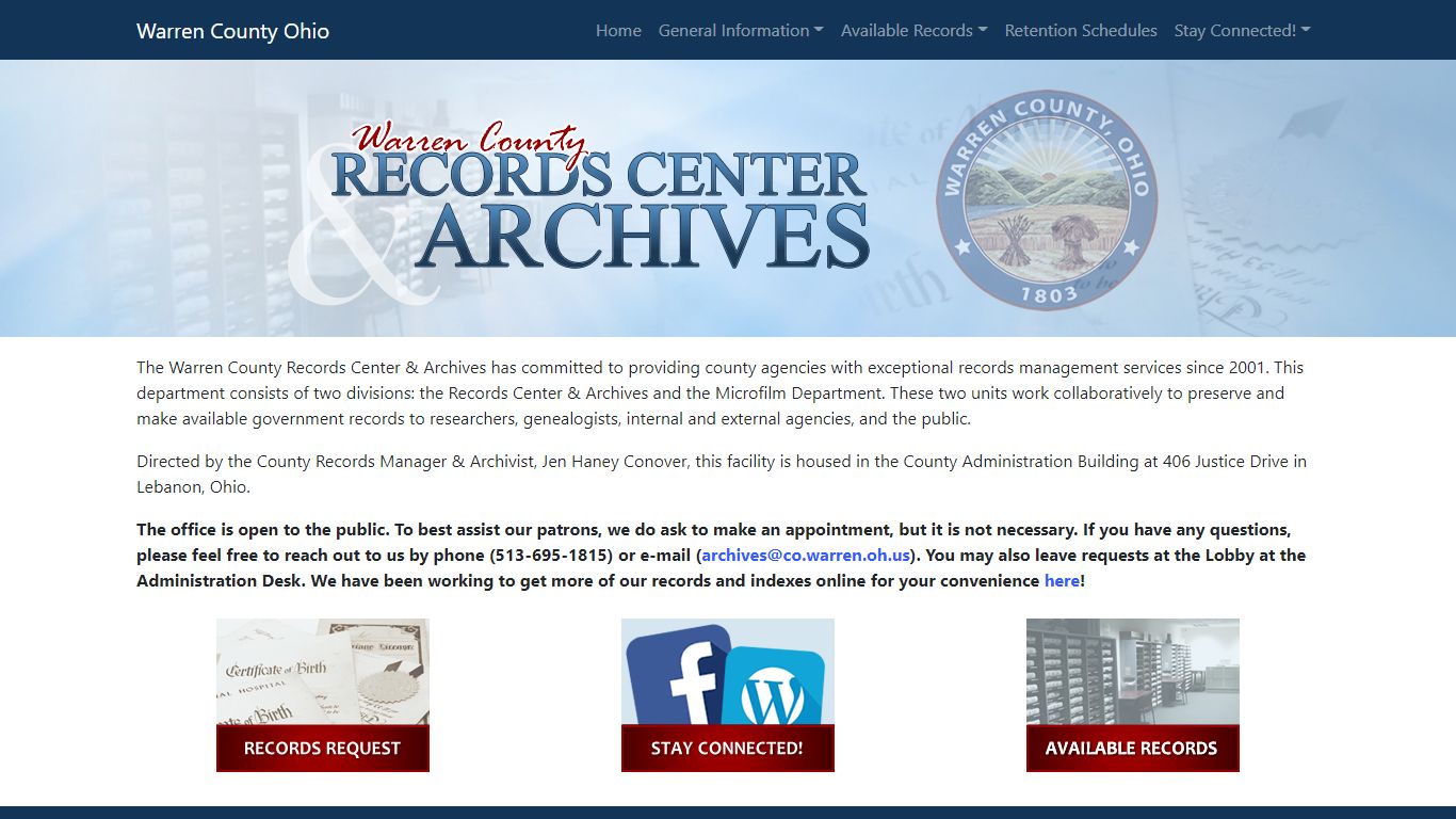 Records Center & Archives - Warren County, Ohio